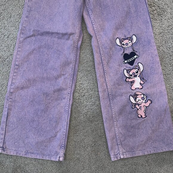 THE SOULED STORE DENIM DIVISION DISNEY LILO & STITCH ANGEL WIDE LEG FIT JEANS 26 - Picture 3 of 12